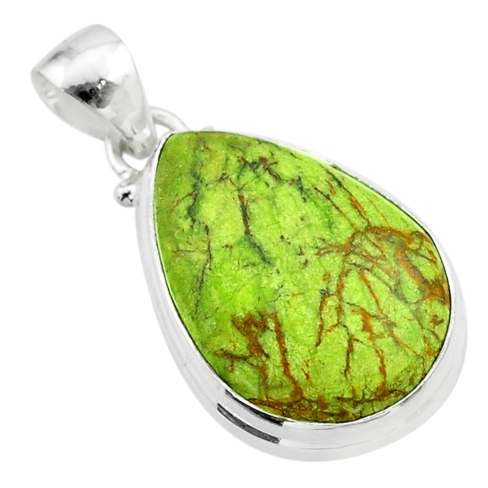 12.58cts natural green gaspeite 925 sterling silver pendant jewelry t54732