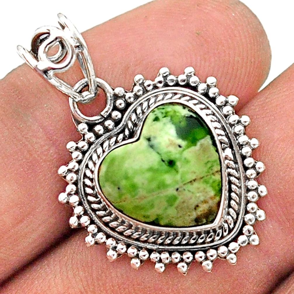 6.57cts natural green gaspeite 925 sterling silver pendant jewelry t63770