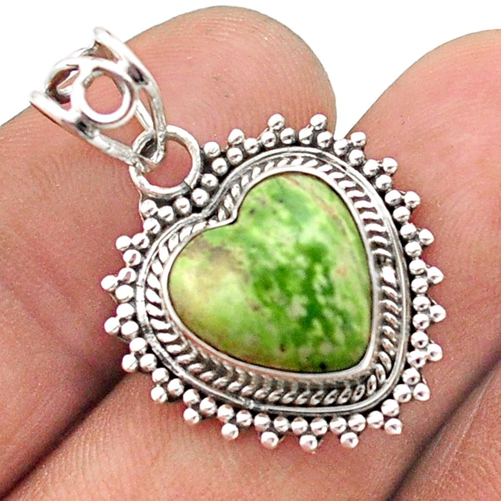 6.27cts natural green gaspeite 925 sterling silver pendant jewelry t63772