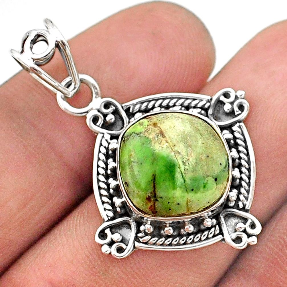 6.54cts natural green gaspeite 925 sterling silver pendant jewelry t63788