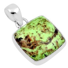 8.90cts natural green Gaspeite cushion 925 sterling silver pendant jewelry u12419