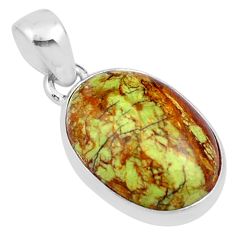 8.95cts natural green Gaspeite oval 925 sterling silver pendant jewelry u12407
