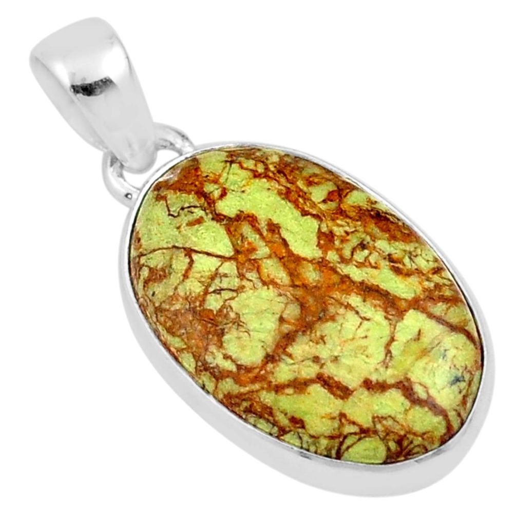 8.33cts natural green Gaspeite oval 925 sterling silver pendant jewelry u12410