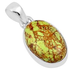 8.00cts natural green Gaspeite oval 925 sterling silver pendant jewelry u12413