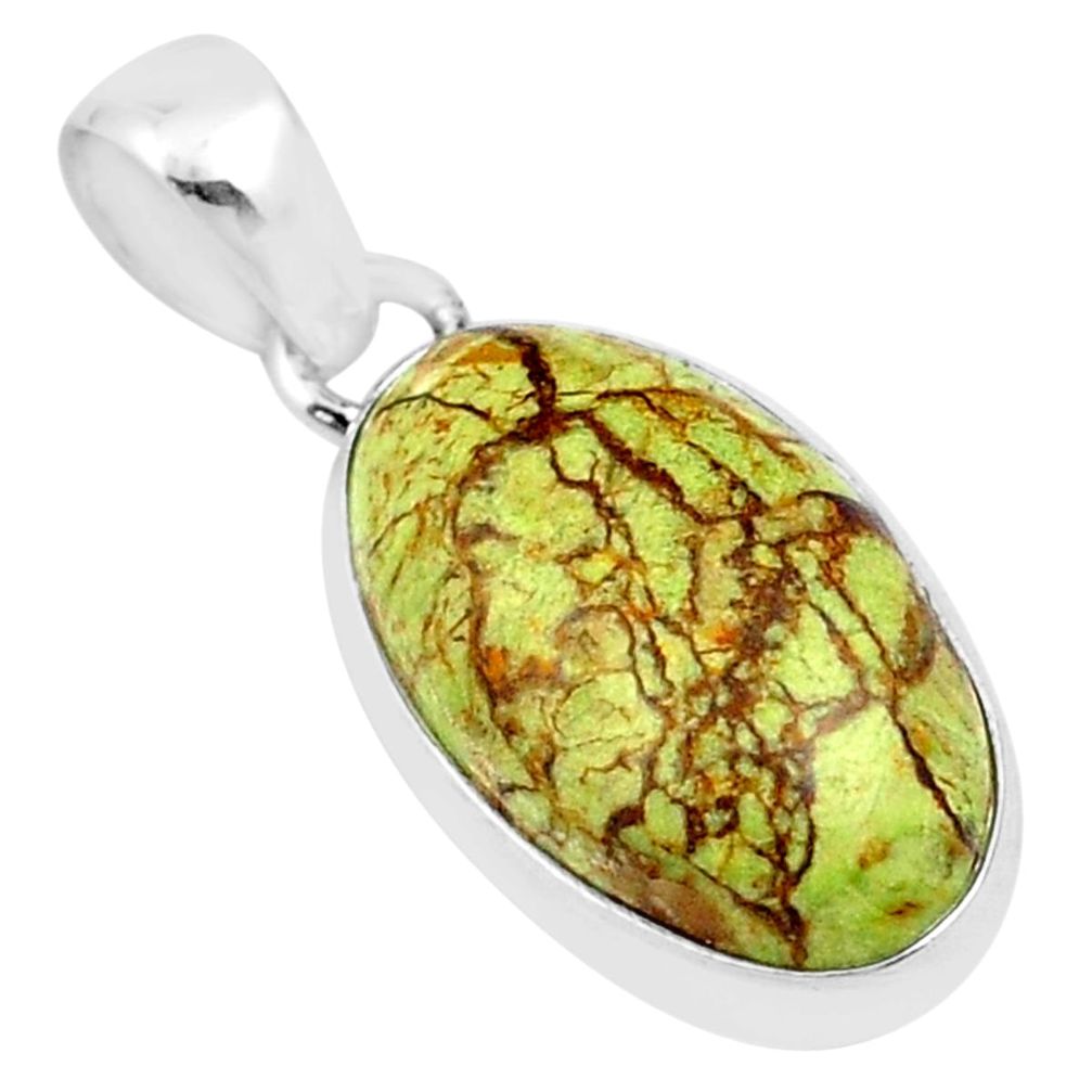 8.95cts natural green Gaspeite oval 925 sterling silver pendant jewelry u12414