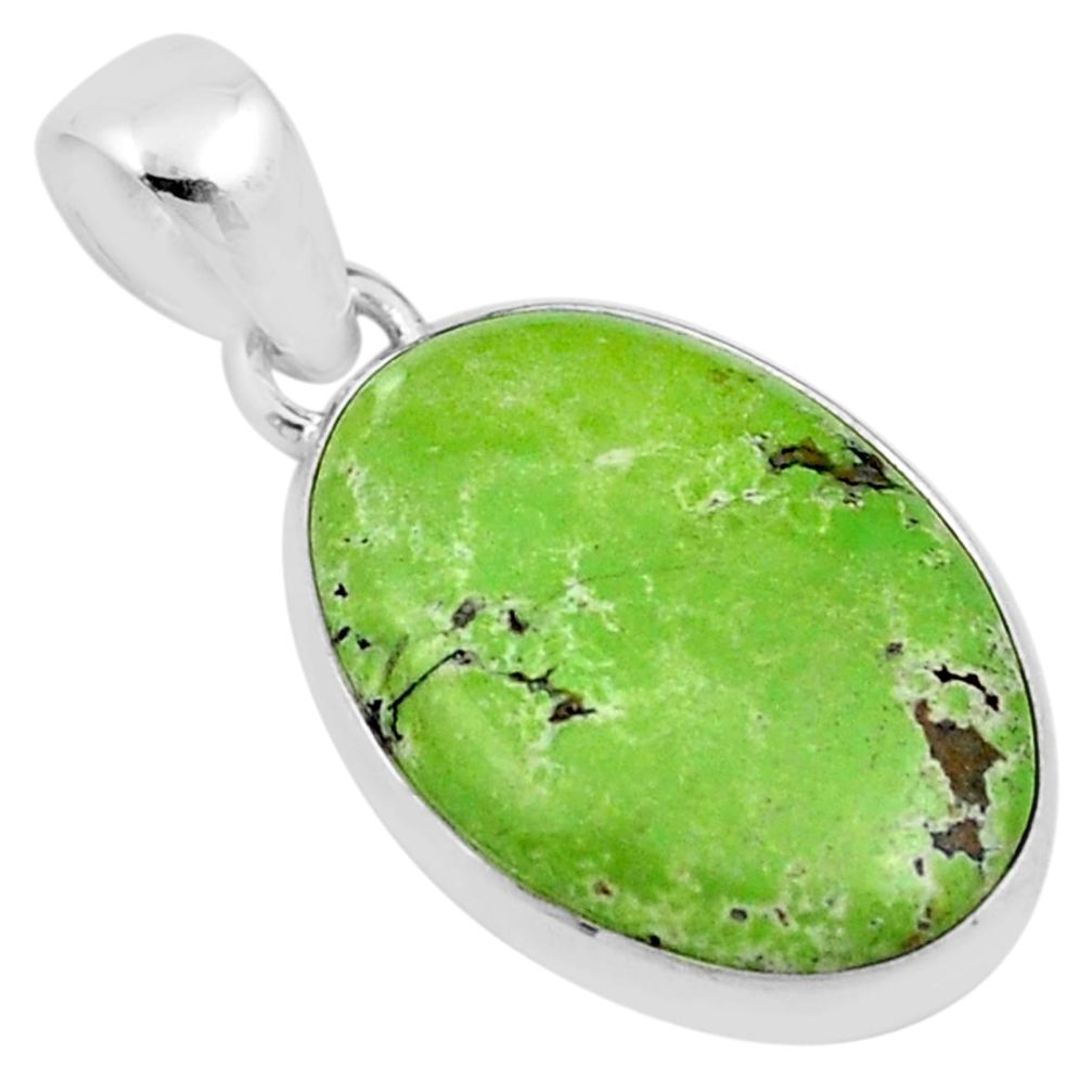 8.81cts natural green Gaspeite oval 925 sterling silver pendant jewelry u12418
