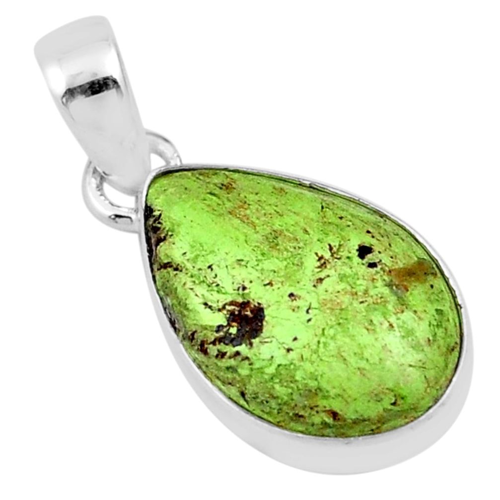 7.45cts natural green GaspeiteVpear 925 sterling silver pendant jewelry u12405