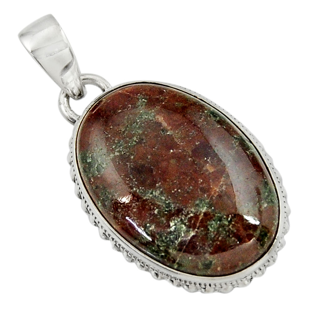 22.57cts natural green grass garnet 925 sterling silver pendant jewelry d41563