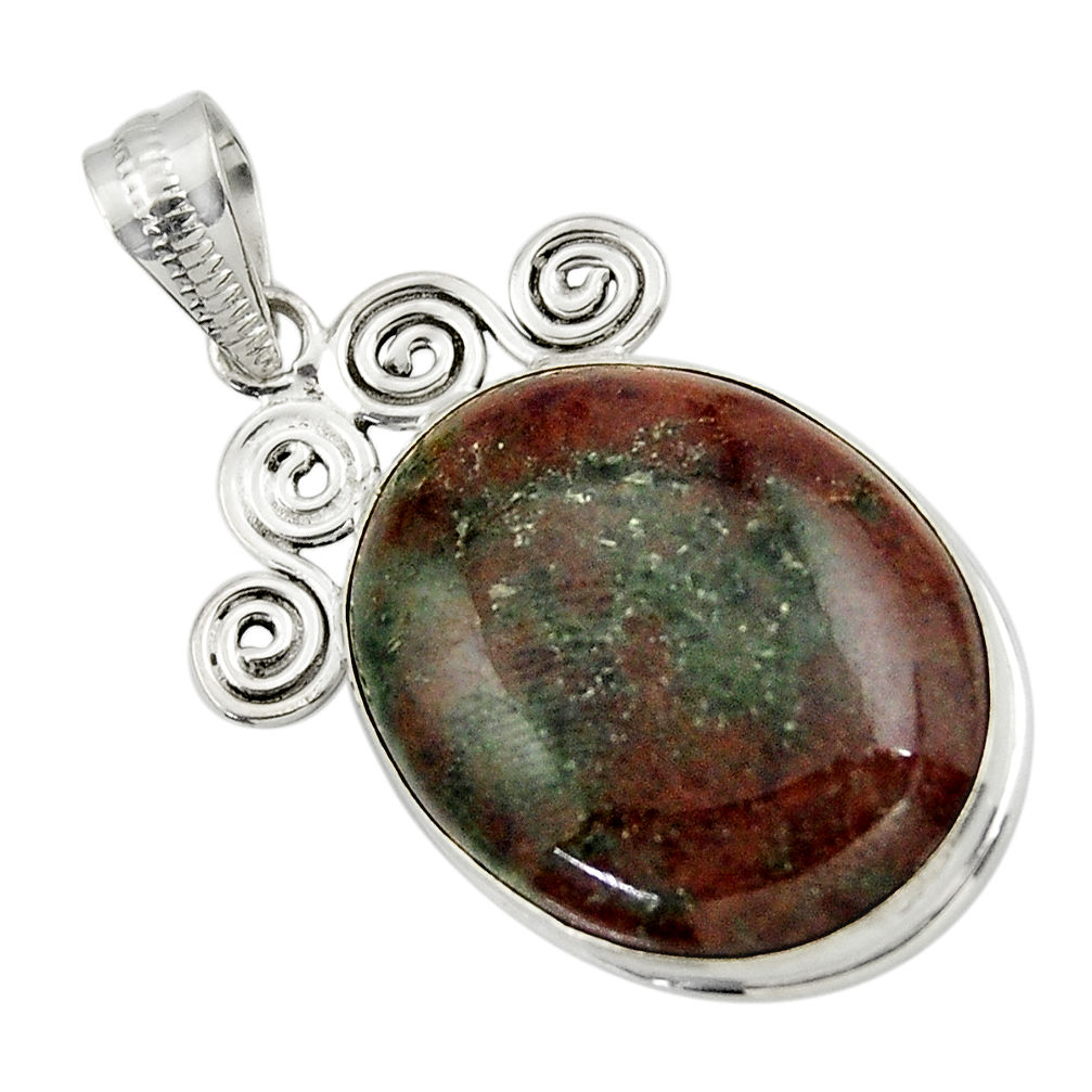 26.16cts natural green grass garnet 925 sterling silver pendant jewelry r31921