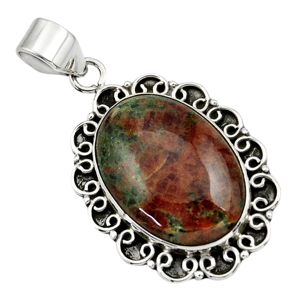 19.00cts natural green grass garnet 925 sterling silver pendant jewelry r31923