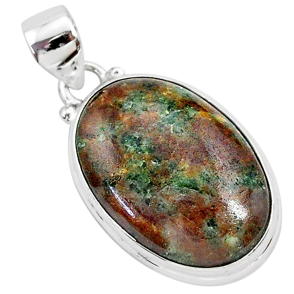 17.57cts natural green grass garnet 925 sterling silver pendant jewelry r94850