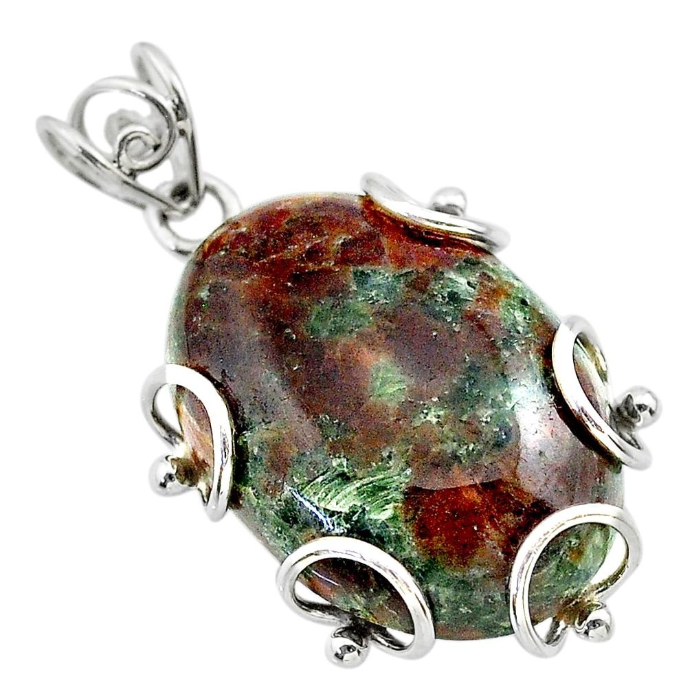 29.90cts natural green grass garnet 925 sterling silver pendant jewelry t31825