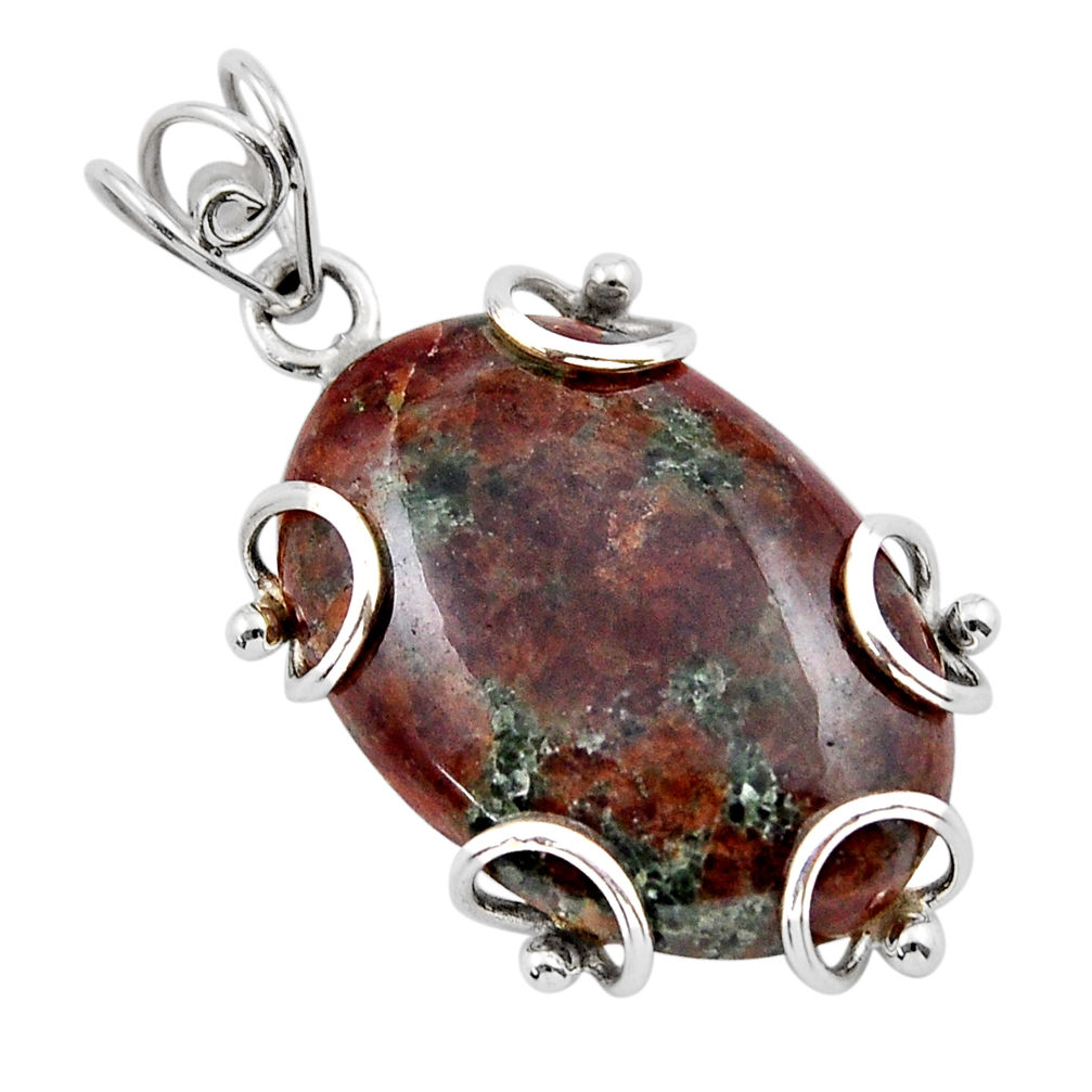 23.36cts natural green grass garnet 925 sterling silver pendant jewelry y42162