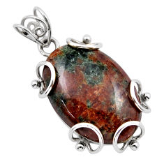 24.00cts natural green grass garnet 925 sterling silver pendant jewelry y42167