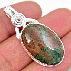 21.53cts natural green grass garnet 925 sterling silver pendant jewelry y9288