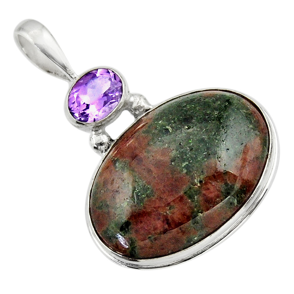 24.38cts natural green grass garnet amethyst 925 sterling silver pendant r31937