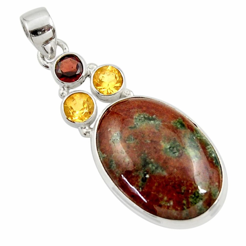 net citrine garnet 925 silver pendant d45298