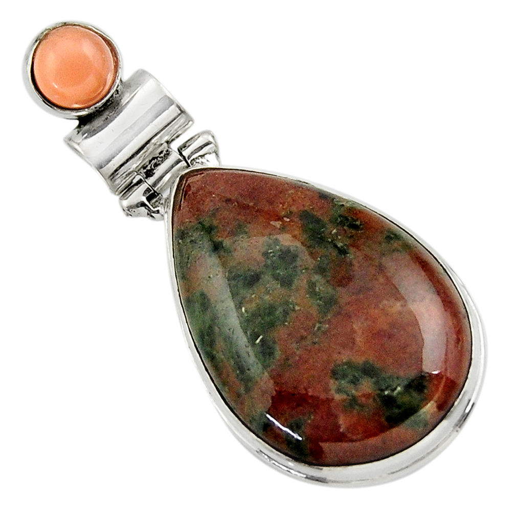 20.65cts natural green grass garnet moonstone 925 sterling silver pendant r31933