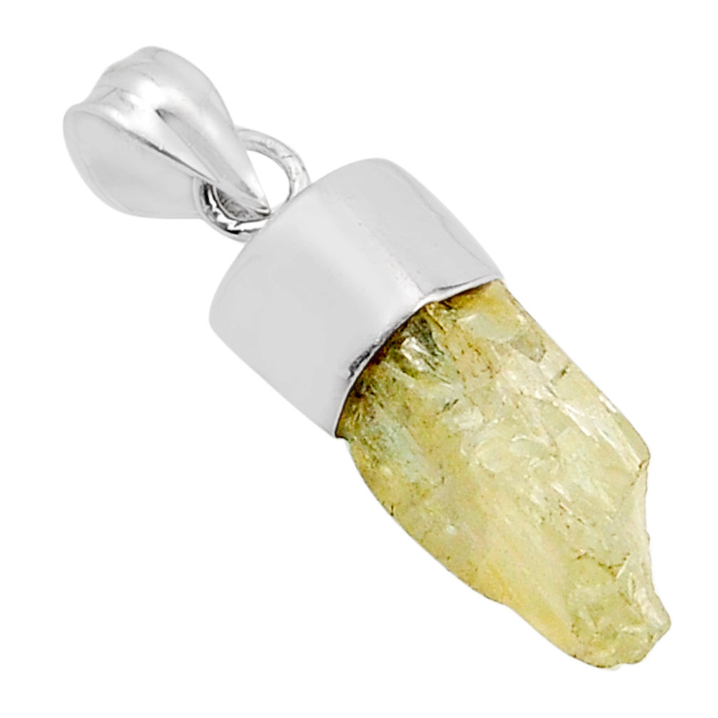 8.33cts natural green hiddenite rough 925 sterling silver pendant jewelry y91285