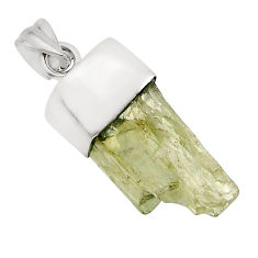 9.99cts natural green hiddenite rough 925 sterling silver pendant jewelry y91845