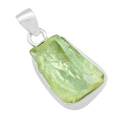 13.85cts natural green hiddenite rough fancy 925 sterling silver pendant u62026