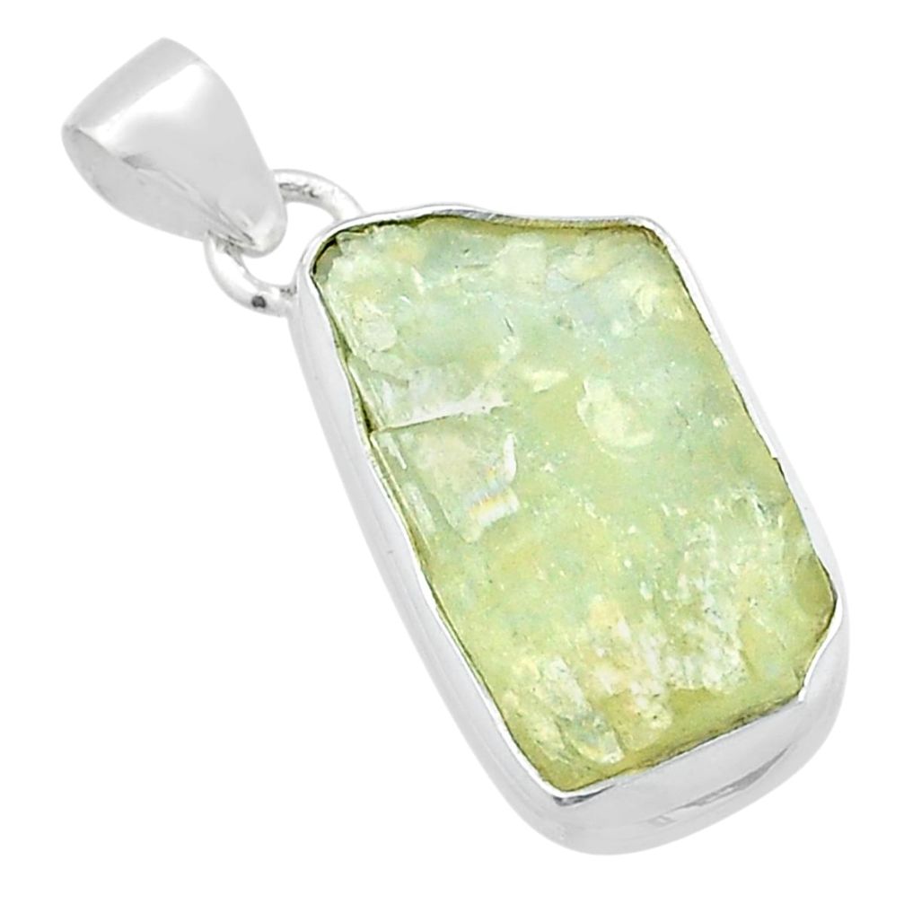 16.17cts natural green hiddenite rough fancy 925 sterling silver pendant u62038