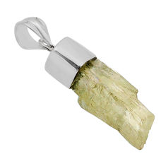 13.10cts natural green hiddenite rough fancy 925 sterling silver pendant y91287