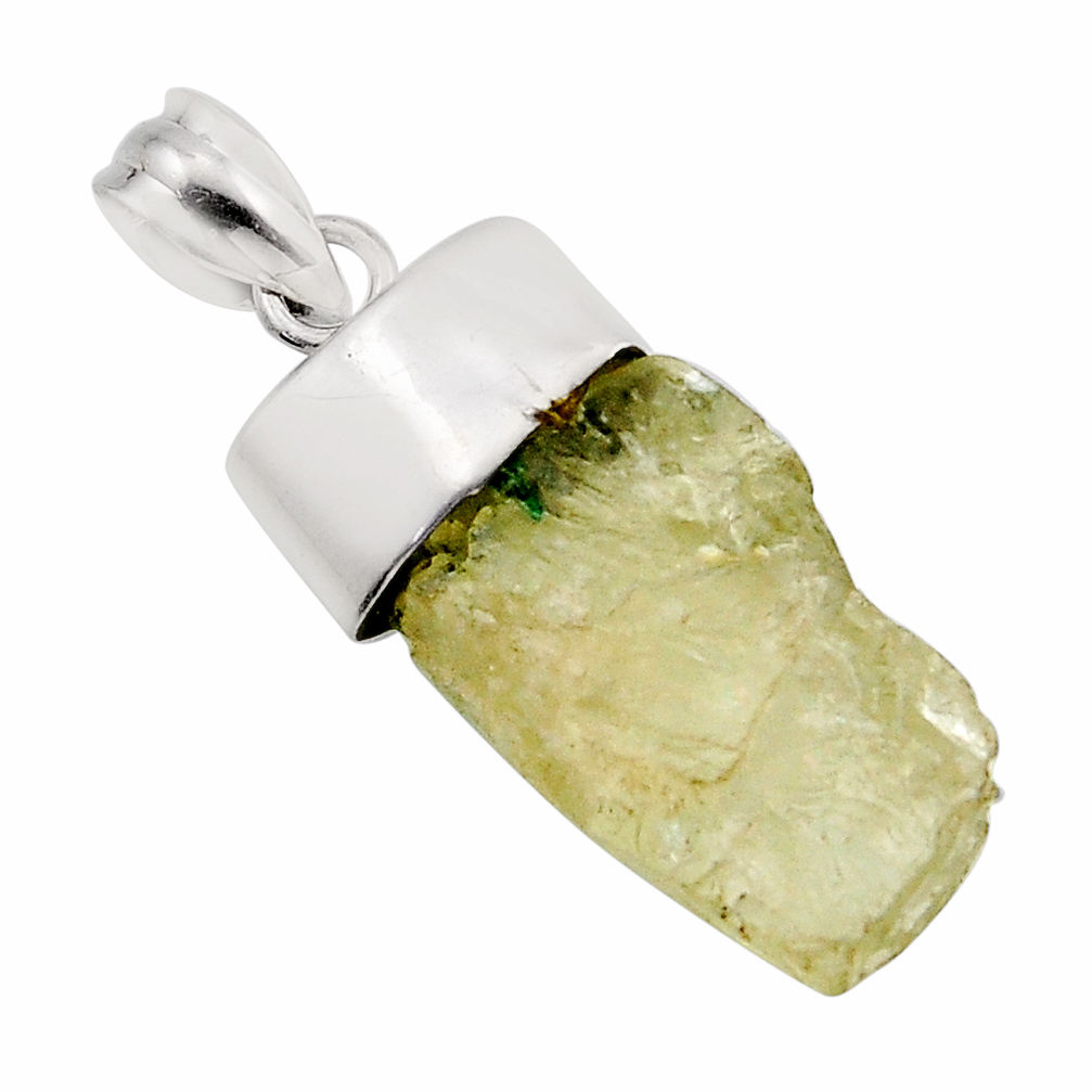 12.17cts natural green hiddenite rough fancy 925 sterling silver pendant y91849