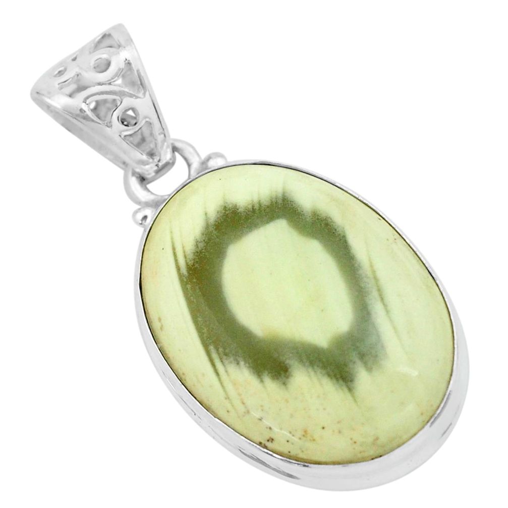 18.70cts natural green imperial jasper 925 sterling silver pendant p66400