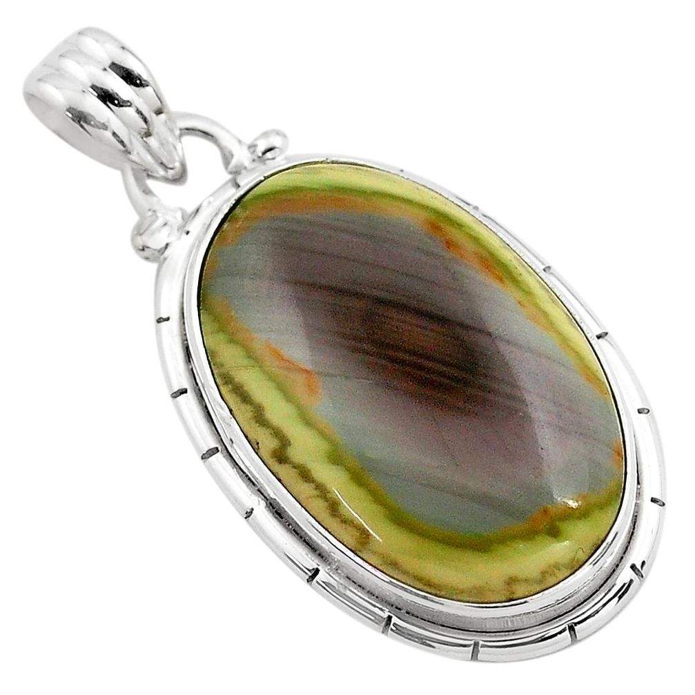  green imperial jasper 925 sterling silver pendant p85165