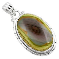 Clearance Sale- 16.20cts natural green imperial jasper 925 sterling silver pendant p85165