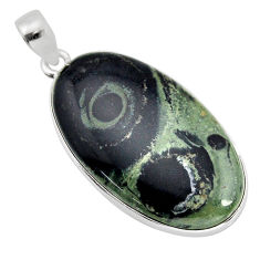 22.59cts natural green kambaba jasper (stromatolites) 925 silver pendant y77524