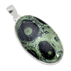 22.44cts natural green kambaba jasper (stromatolites) 925 silver pendant y77570