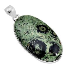 24.00cts natural green kambaba jasper (stromatolites) 925 silver pendant y77582