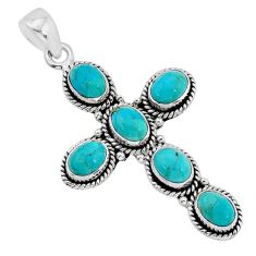 9.13cts natural green kingman turquoise 925 silver holy cross pendant y80323