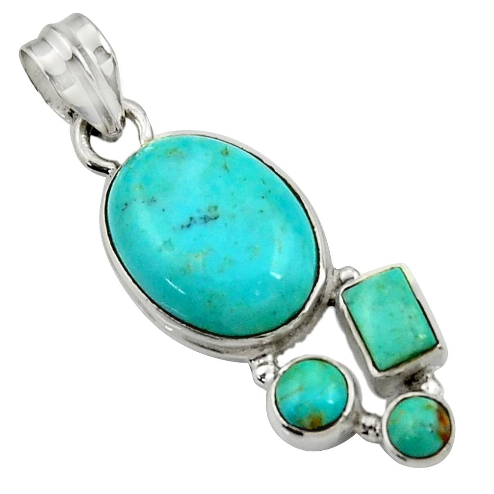12.96cts natural green kingman turquoise 925 sterling silver pendant d42848