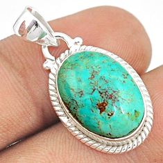 9.29cts natural green kingman turquoise 925 sterling silver pendant u28254