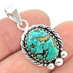 9.99cts natural green kingman turquoise 925 sterling silver pendant u40748