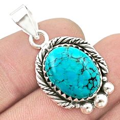 10.06cts natural green kingman turquoise 925 sterling silver pendant u40789