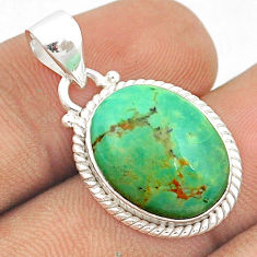 9.37cts natural green kingman turquoise oval 925 sterling silver pendant u28249