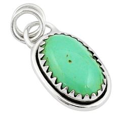 7.80cts natural green kingman turquoise oval 925 sterling silver pendant u28407