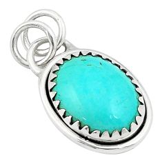 9.29cts natural green kingman turquoise oval 925 sterling silver pendant u28420