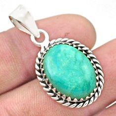 11.40cts natural green kingman turquoise oval 925 sterling silver pendant u40695