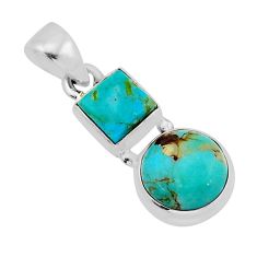 6.68cts natural green kingman turquoise round 925 sterling silver pendant y79481
