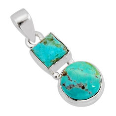 5.79cts natural green kingman turquoise round 925 sterling silver pendant y79519