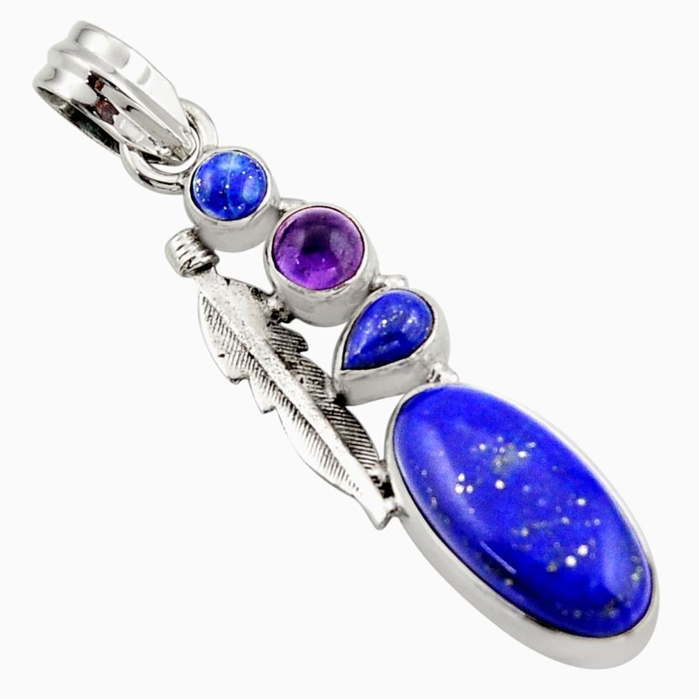 10.01cts natural green lapis lazuli amethyst 925 sterling silver pendant d47245