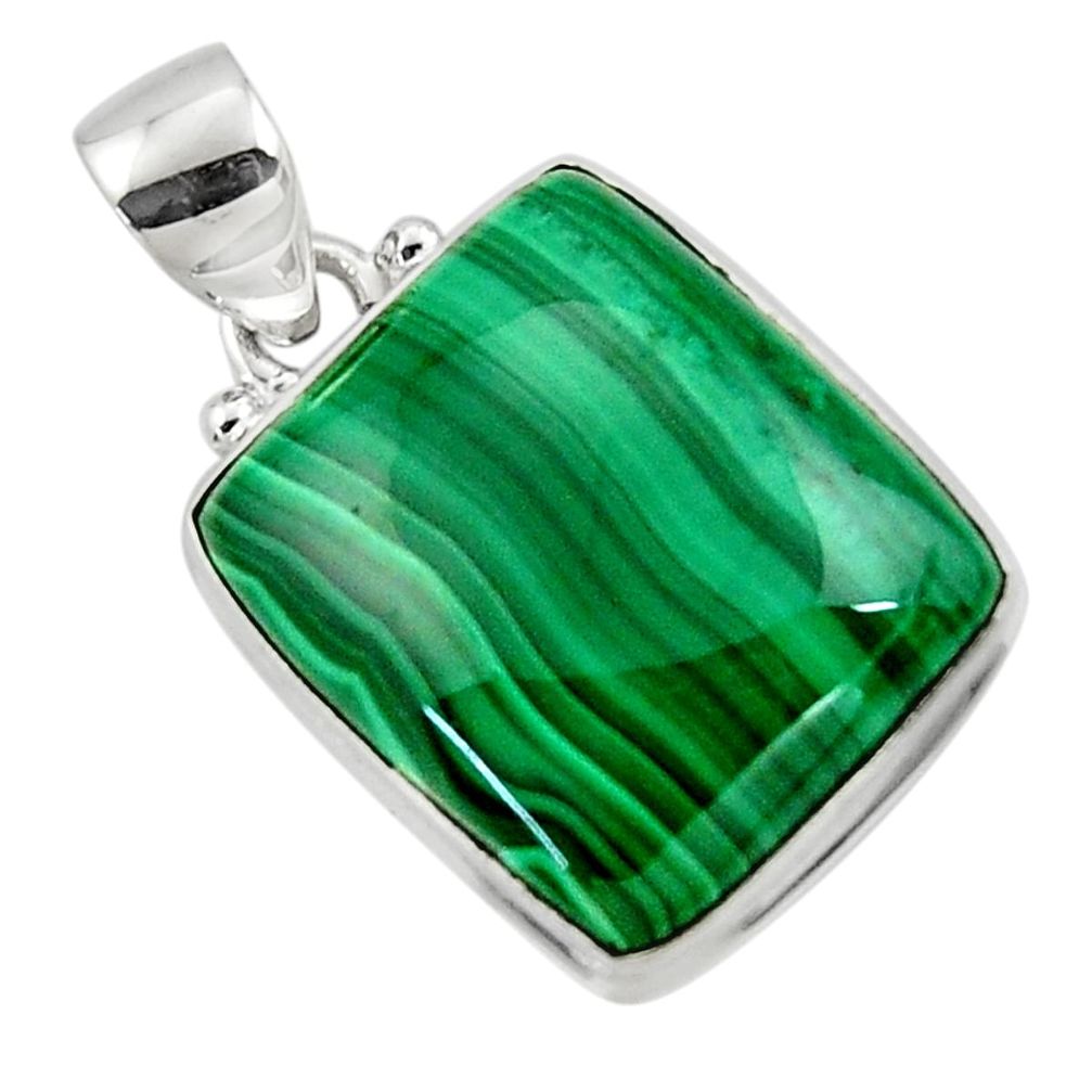 17.57cts natural green malachite (pilot's stone) 925 silver pendant r50613