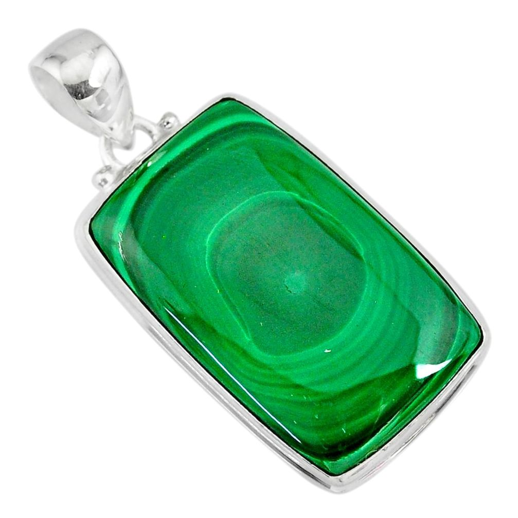 33.24cts natural green malachite (pilot's stone) 925 silver pendant r84652