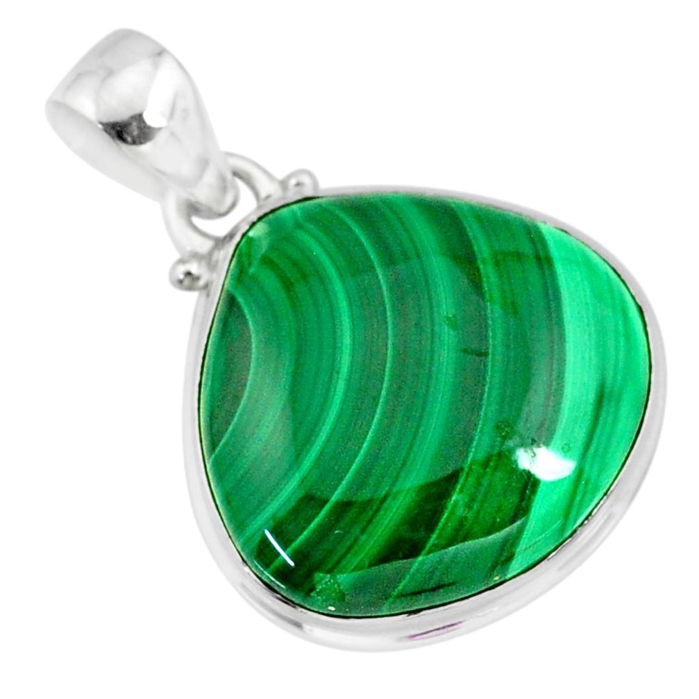 25.00cts natural green malachite (pilot's stone) 925 silver pendant r84654