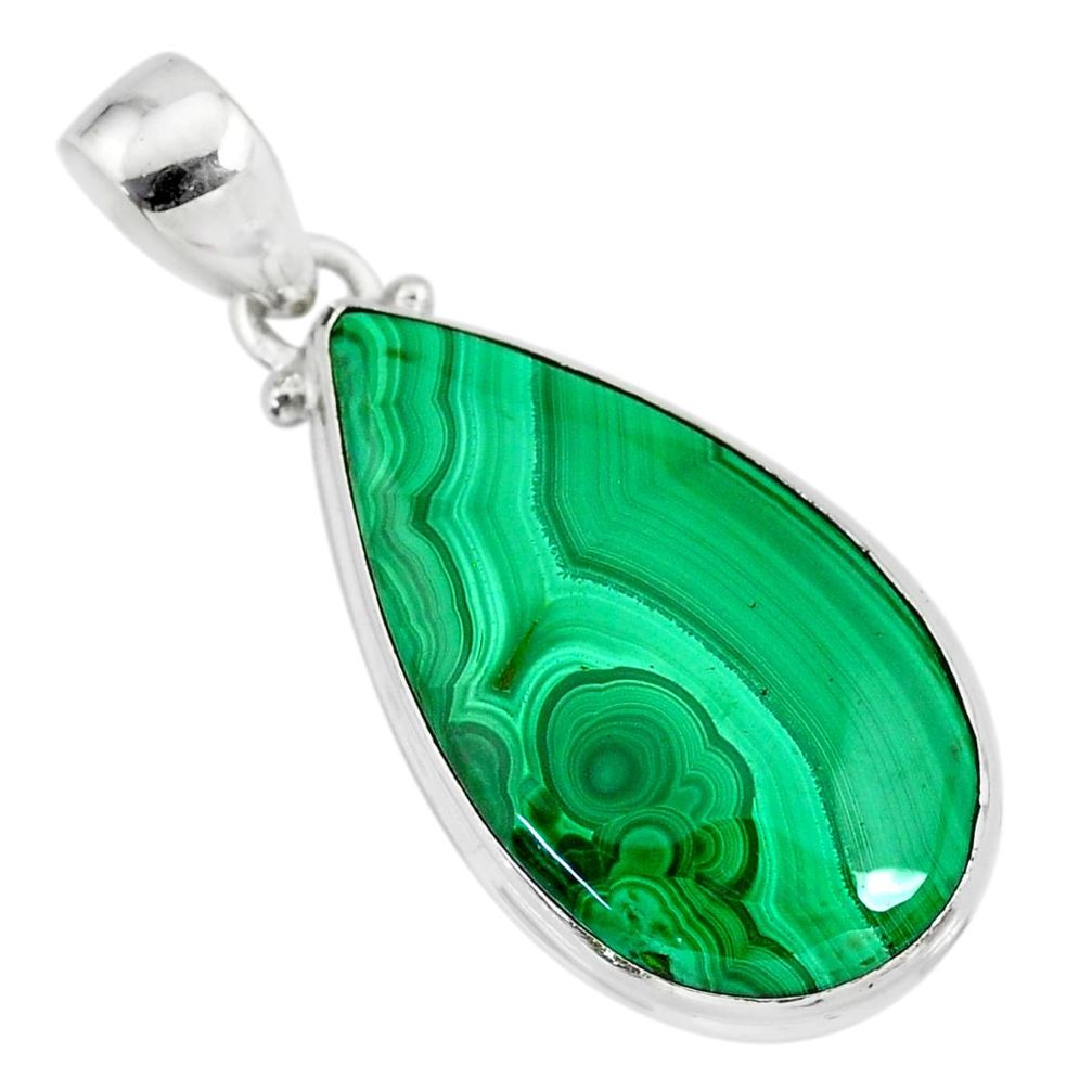 20.51cts natural green malachite (pilot's stone) 925 silver pendant r84668